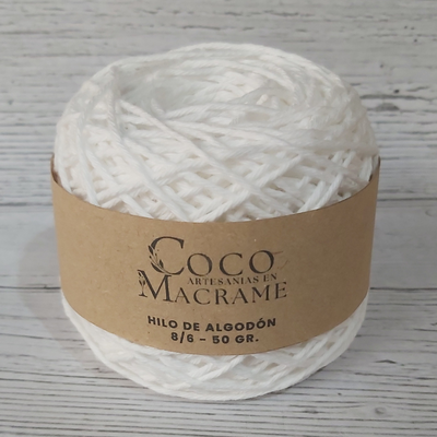Hilo de algodón 8/6 ovillo 50gr. - Blanco