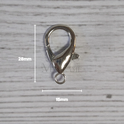 Mosquetón metálico níquel 15mm x 28mm x un.