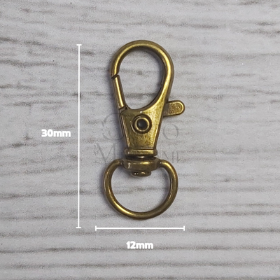 Mosquetón metálico bronce 12mm x 30mm x un.
