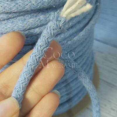 Cordon de algodón relleno Celeste 7mm
