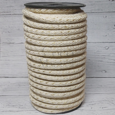 Cordon relleno 7mm crudo y lurex dorado - 25mts