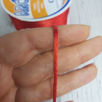 Cordón De Seda Raso 2,5mm X 30 Mts Rojo Para Bijou Y Accesorios