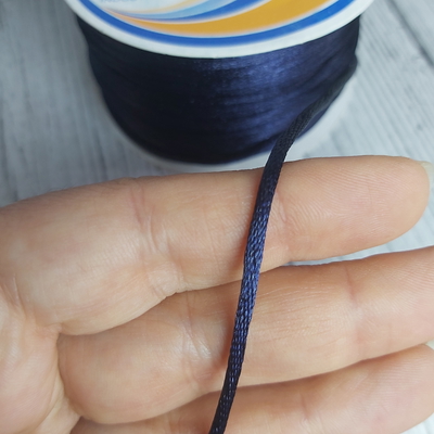 Cordón De Seda Raso 2,5mm X 30 Mts Azul Marino Para Bijou Y Accesorios