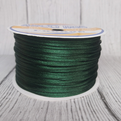 Cordón De Seda Raso 2,5mm X 30 Mts Verde Oscuro Para Bijou Y Accesorios