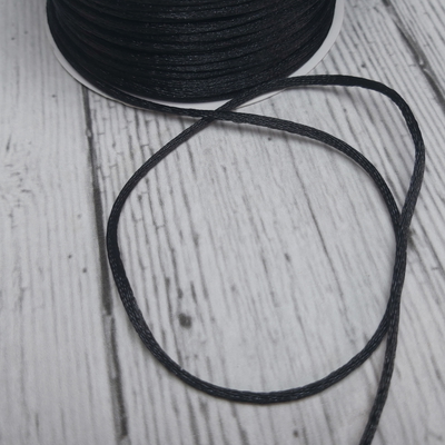 Cordón De Seda Raso 2,5mm X 30 Mts Negro Para Bijou Y Accesorios