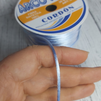 Cordón De Seda Raso 2,5mm X 30 Mts Celeste Para Bijou Y Accesorios