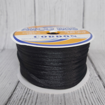 Cordón De Seda Raso 2,5mm X 30 Mts Negro Para Bijou Y Accesorios
