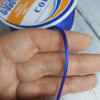 Cordón De Seda Raso 2,5mm X 30 Mts Azul Francia Para Bijou Y Accesorios