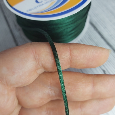 Cordón De Seda Raso 2,5mm X 30 Mts Verde Oscuro Para Bijou Y Accesorios