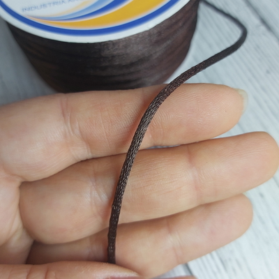Cordón De Seda Raso 2,5mm X 30 Mts Marrón oscuro Para Bijou Y Accesorios