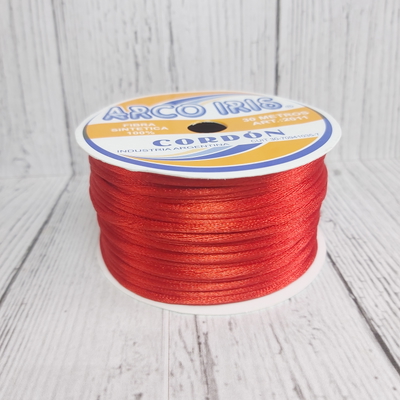 Cordón De Seda Raso 2,5mm X 30 Mts Rojo Para Bijou Y Accesorios