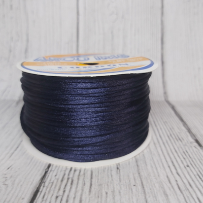 Cordón De Seda Raso 2,5mm X 30 Mts Azul Marino Para Bijou Y Accesorios