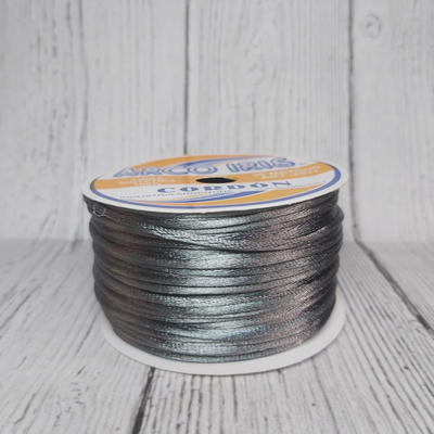 Cordón De Seda Raso 2,5mm X 30 Mts Gris Para Bijou Y Accesorios