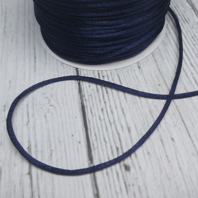 Cordón De Seda Raso 2,5mm X 30 Mts Azul Marino Para Bijou Y Accesorios