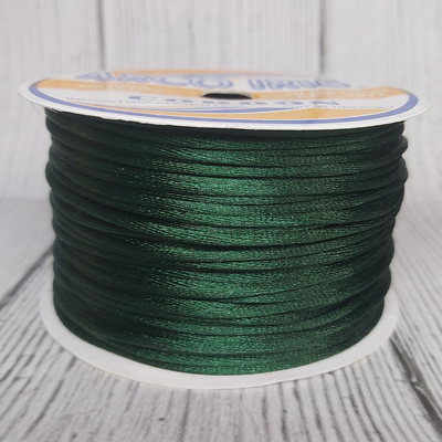 Cordón De Seda Raso 2,5mm X 30 Mts Verde Oscuro Para Bijou Y Accesorios