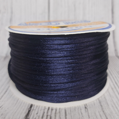 Cordón De Seda Raso 2,5mm X 30 Mts Azul Marino Para Bijou Y Accesorios