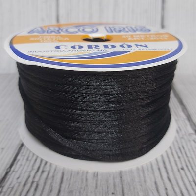 Cordón De Seda Raso 2,5mm X 30 Mts Negro Para Bijou Y Accesorios