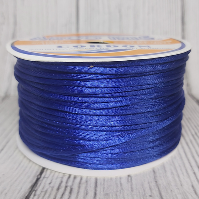 Cordón De Seda Raso 2,5mm X 30 Mts Azul Francia Para Bijou Y Accesorios