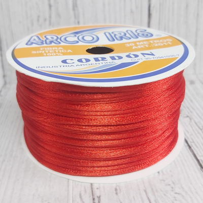 Cordón De Seda Raso 2,5mm X 30 Mts Rojo Para Bijou Y Accesorios