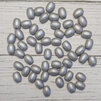 Pack x 50 - Óvalos de Madera Plateados 10mm x 12mm para Deco y artesanias
