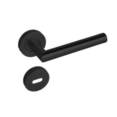 PICAPORTE RECTO ACERO INOXIDABLE NEGRO CON BOCALLAVE REDONDO UNIVERSAL