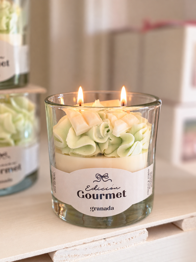 Vela aromática Pistacho y Chocolate Blanco – Colección Gourmet Esencial