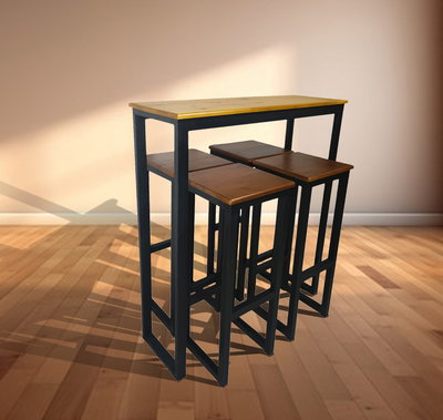 Set Anfitrión | Línea Magna | con Banquetas Roble Oscuro