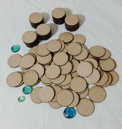 Círculos lisos de 5 cm x 50 unidades. MDF 3 mm.