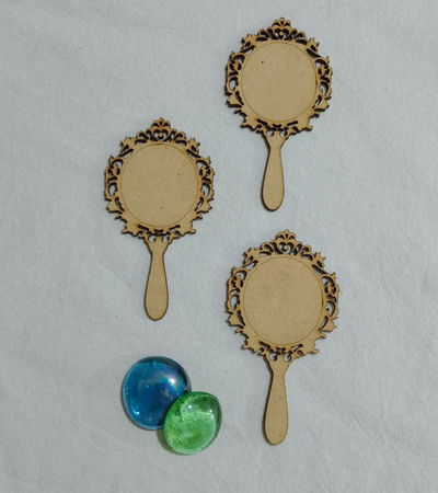 Marco de Espejo de mano vintage (A) MDF (fibrofácil) 3 mm, color natural.