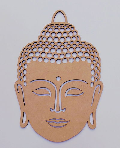 Figura de Buda calado, MDF (fibrofácil) 3 mm, color natural.