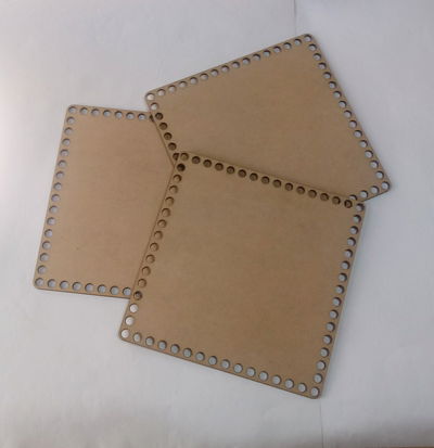 🧶Base cuadrada perforada con borde recto, mdf 3 mm 🧶