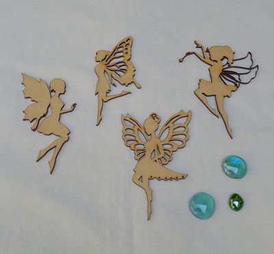 🧚 Hadas en MDF para pintar 🧚 Pack x 4 unidades surtidas.