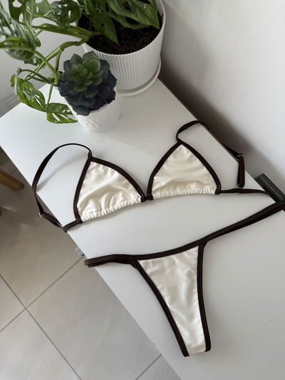 BIKINI CREMA BORDE CHOCO