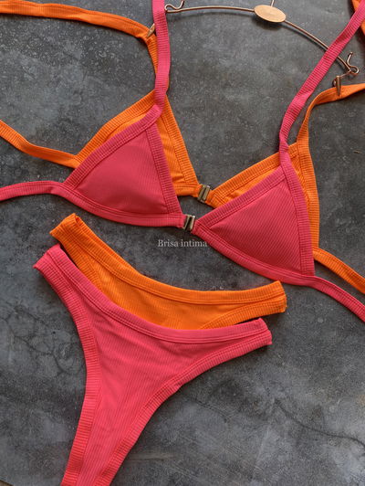 BIKINI TAYRA FUCSIA FLUO Y NARANJA FLUO