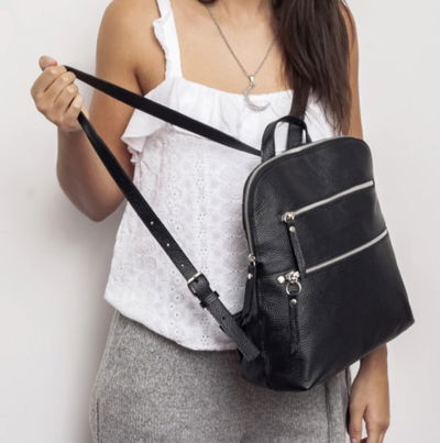 Mochila de cuero doble bolsillo