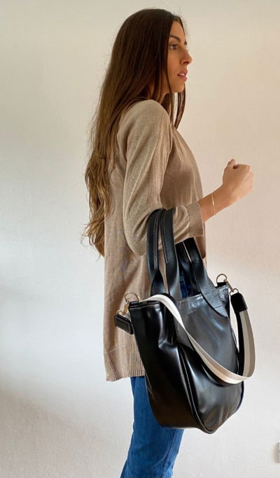 Tote de cuero con correa desmontable