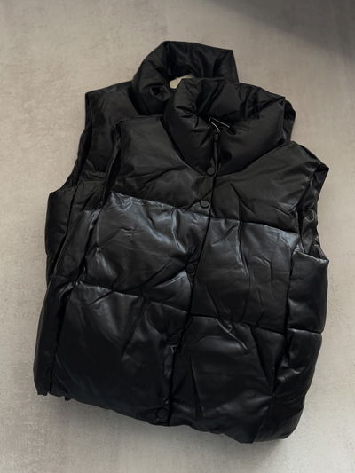 Chaleco  puffer eco cuero