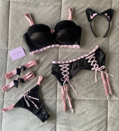 Set Cat Marie negro (6 piezas) - Por pedido