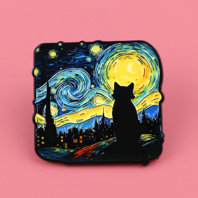 Pin gatito noche estrellada