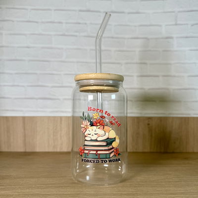 VASO DE VIDRIO BORN TO READ