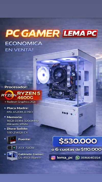 PC Ryzen 5 4600g + 16gb Drr4 3200mhz