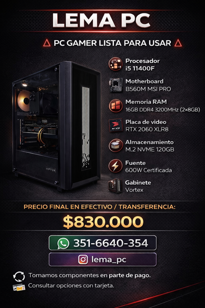 PC Intel i5 11400f + 16gb Ram + RTX 2060