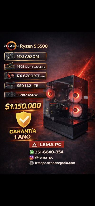 PC Ryzen 5 5500 + 16gb RAM + RX 6700 XT 12GB