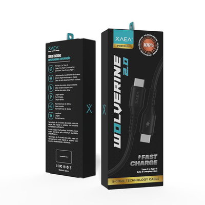 Cable Tipo C a C WOLVERINE NEGRO