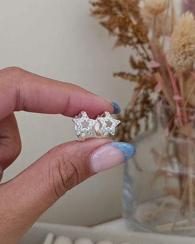 Argollas Micropave Estrella 1.5cm