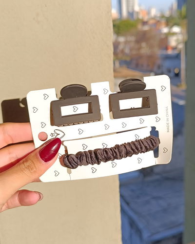 Set Broches y Scrunchie Negro
