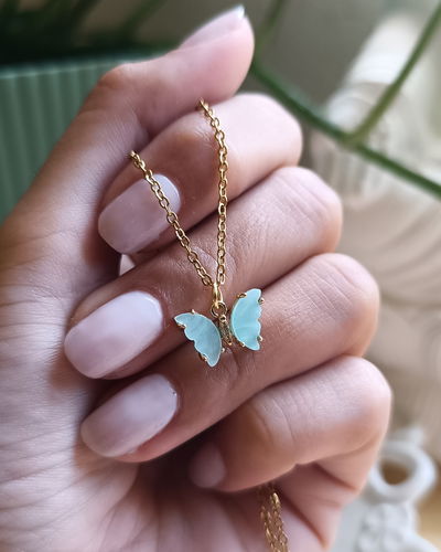 Conjunto Mariposa estilo Nacar Celeste 