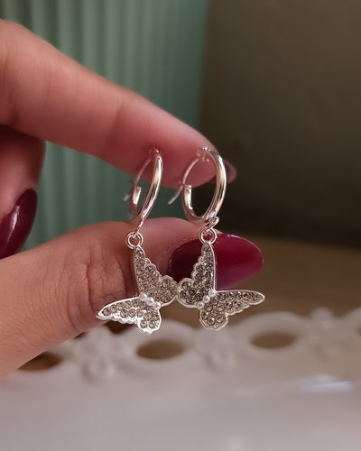 Argollas Mariposa Cubic y perlas AB