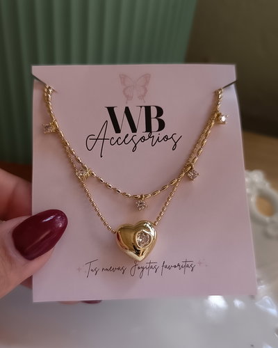 Conjunto Doble Corazón Cubic AD 