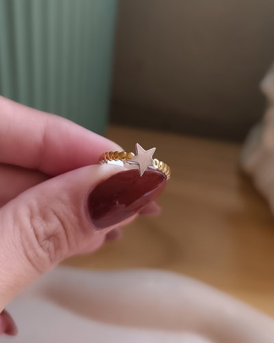 Anillo regulable Combinado Estrella Plateada